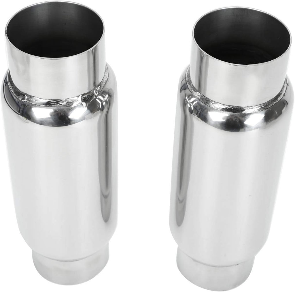 3" Inlet 3" Outlet Stainless Steel Exhaust Muffler Resonator, 12" Overall Length, Pack of 2 T362