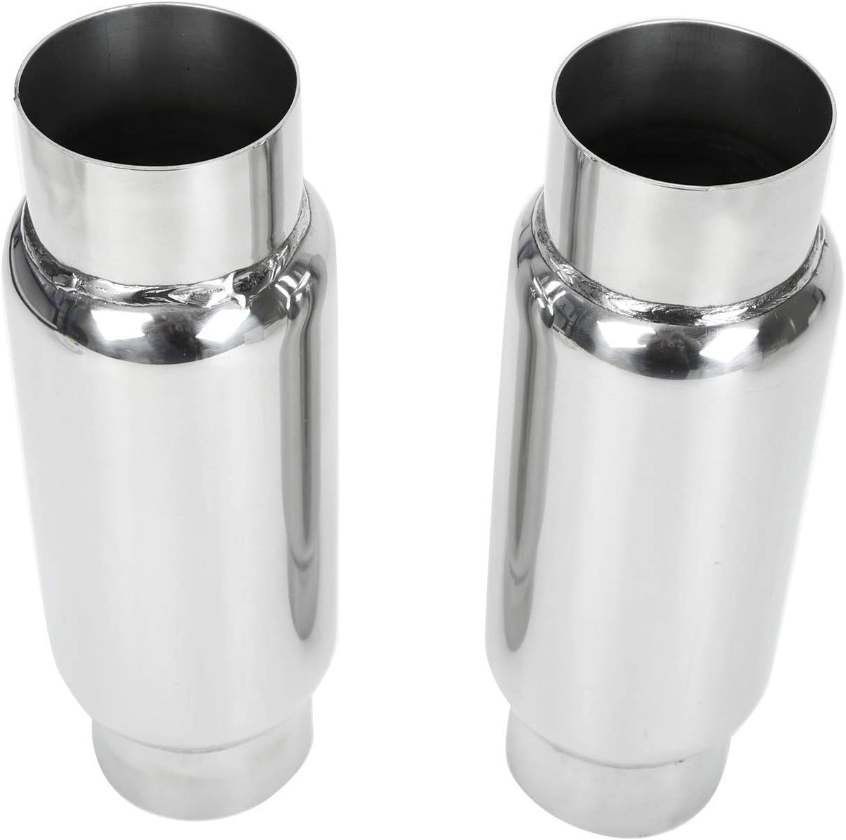 3" Inlet 3" Outlet Stainless Steel Exhaust Muffler Resonator, 12" Overall Length, Pack of 2 T362