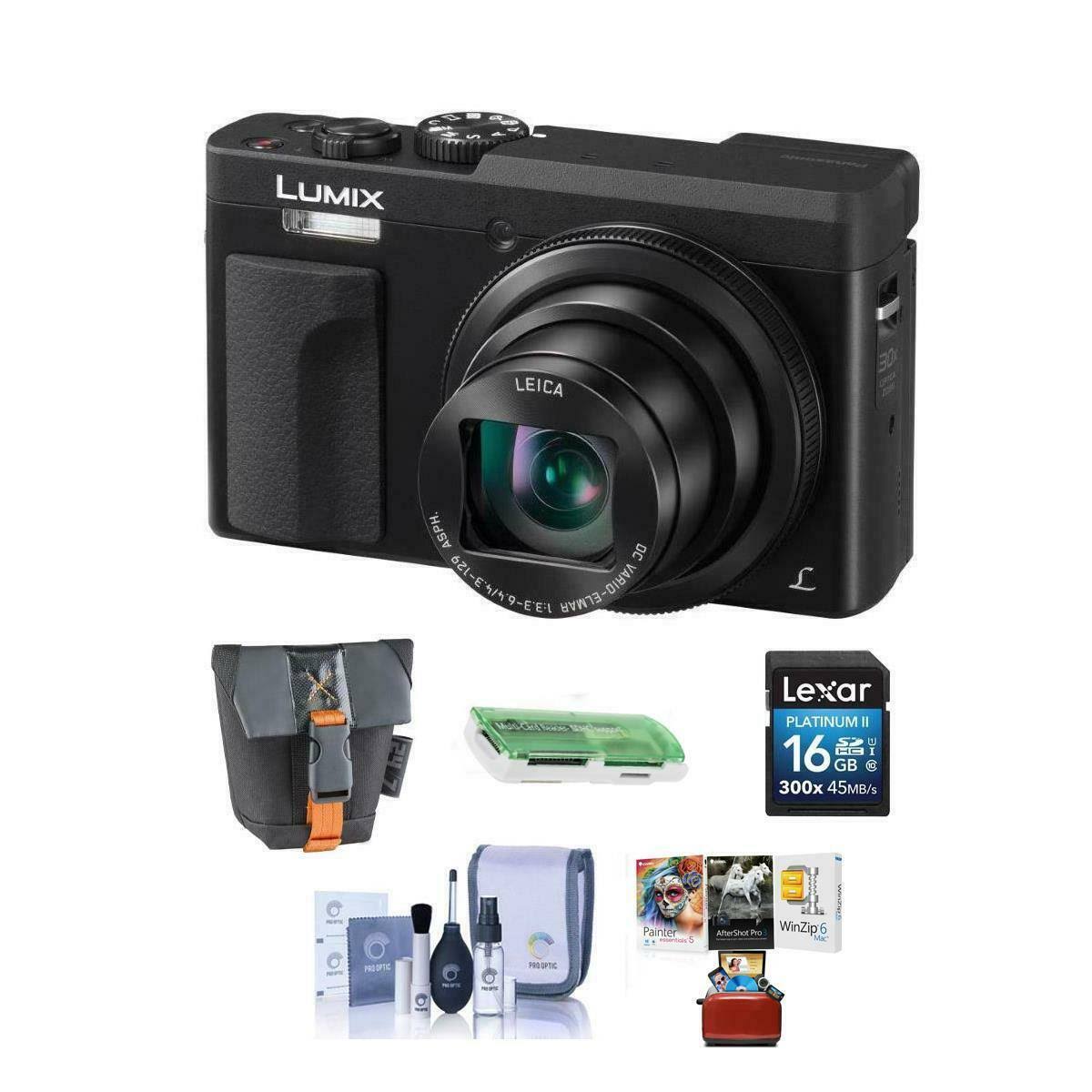 Black Digital Point & Shoot Camera with Camera Case, 16GB Memory Card, Lens Cleaning Kit E2539