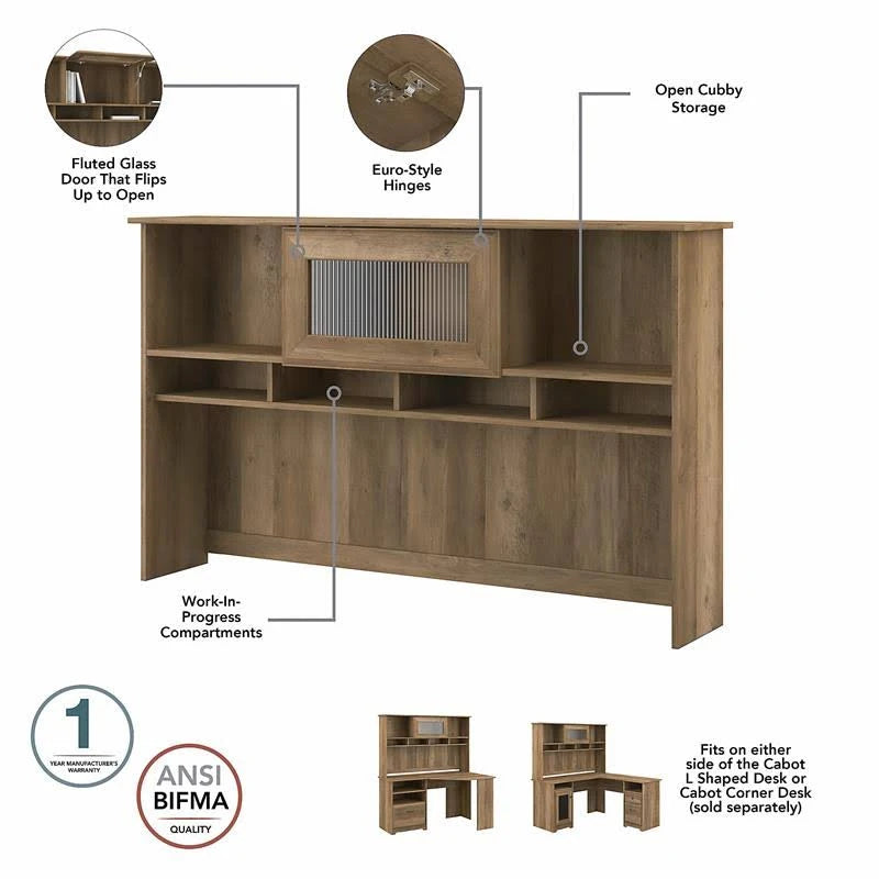 L-shaped Desk with 5-Shelf Bookcase and Hutch V906