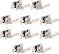 Satin Nickel Square Privacy Door Handles Leverset Lockset 10Pack N35760