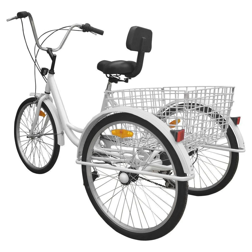 White 24" 3-Wheel Adult Tricycle Bike with Basket H122764