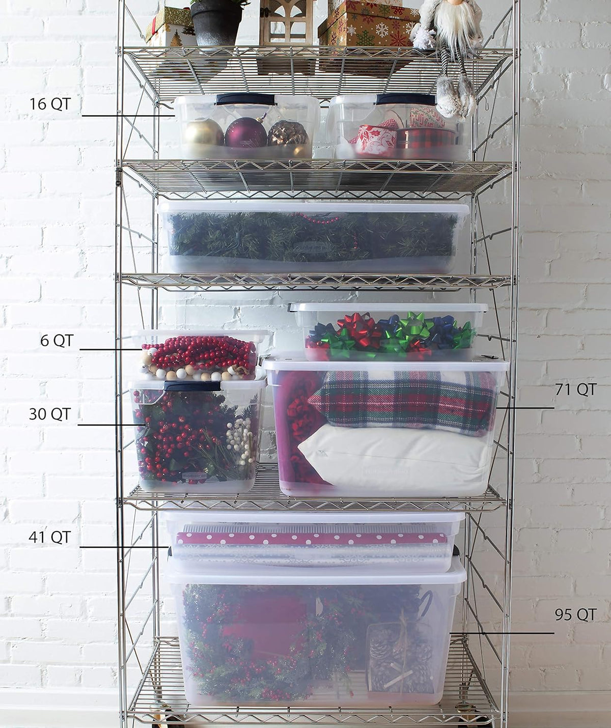 Clear 41 QT Pack of 4 Stackable Plastic Storage Containers with Latching Lids A8879