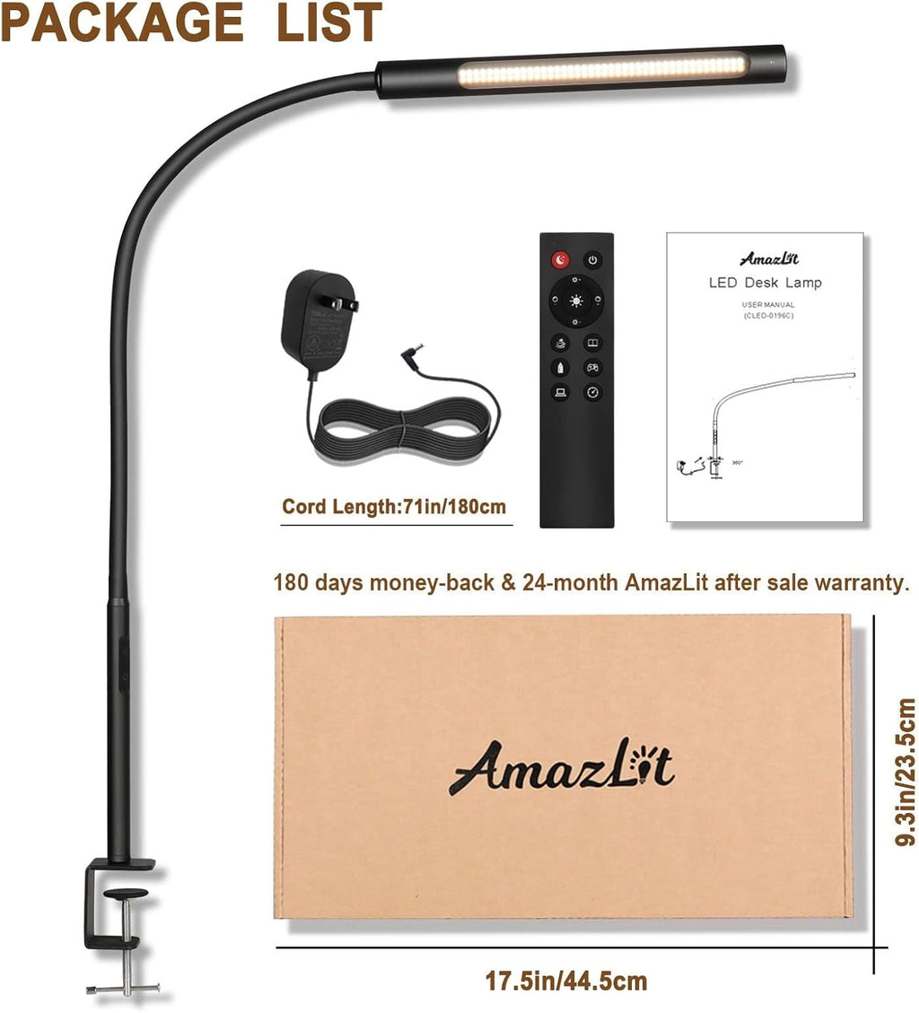 Black Swing Arm LED Desk Lamp with Remote Control U8361