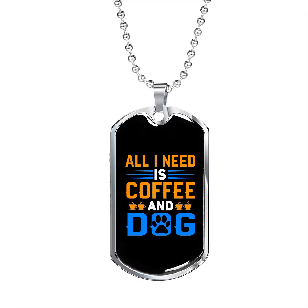 Stainless Steel or 18k Gold Dog Tag Necklace with 24" Chain O3950