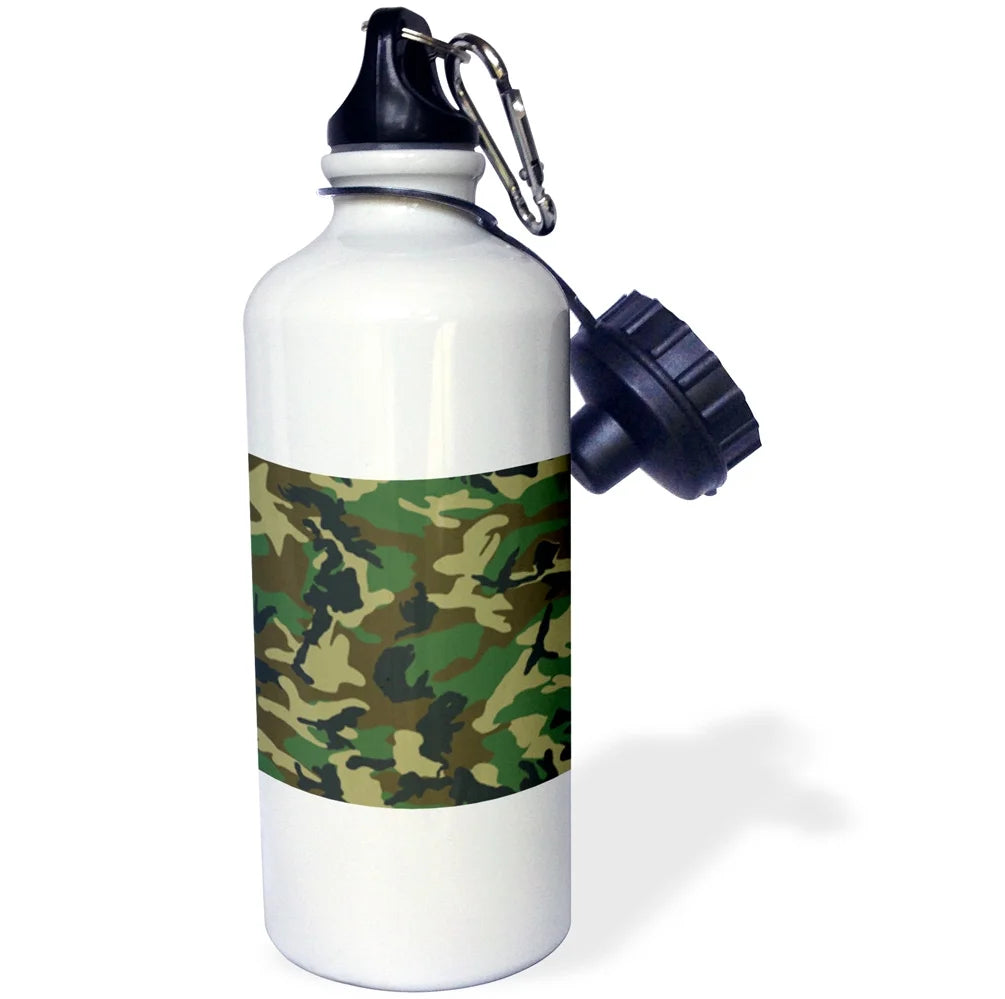Green Camoflauge Print Sports Water Bottle 21oz I708012