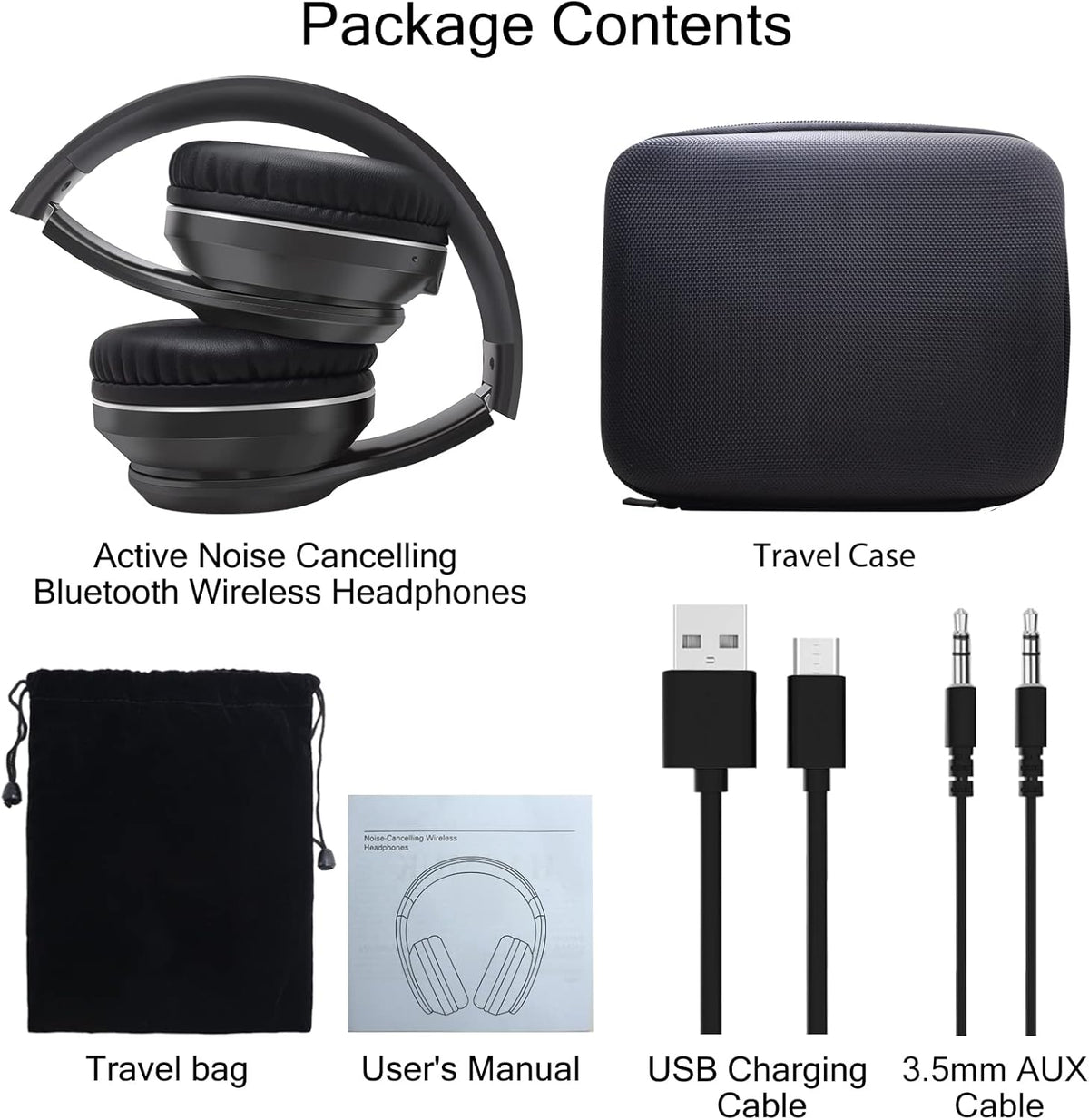 Black Bluetooth Over Ear Headphones with Mic B904