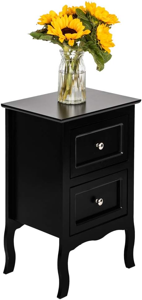 White Wooden Nightstand Set of 2 with Two Drawer J7931