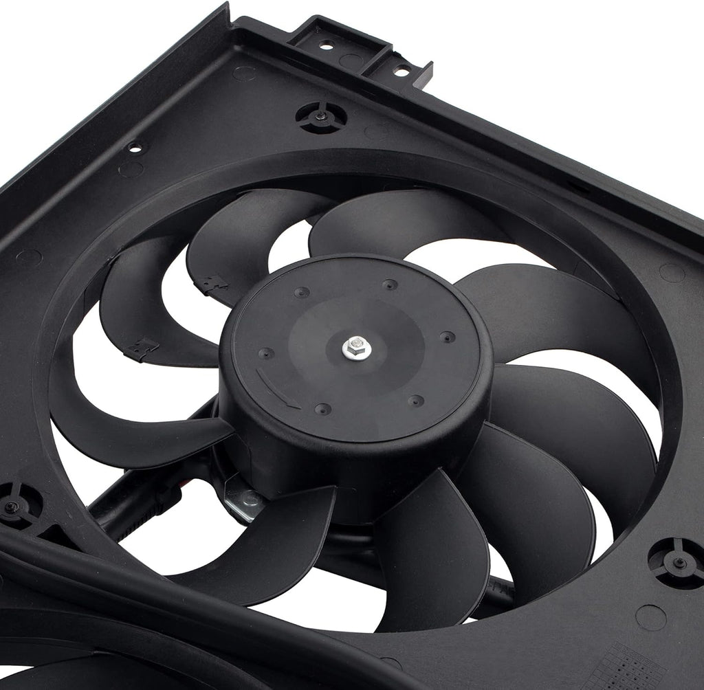 Dual Radiator Cooling Fan Assembly for 1998-2005 Volkswagen Beetle 1.8L 1.9L 2.0L with 3 Prong Wire Plug E24473
