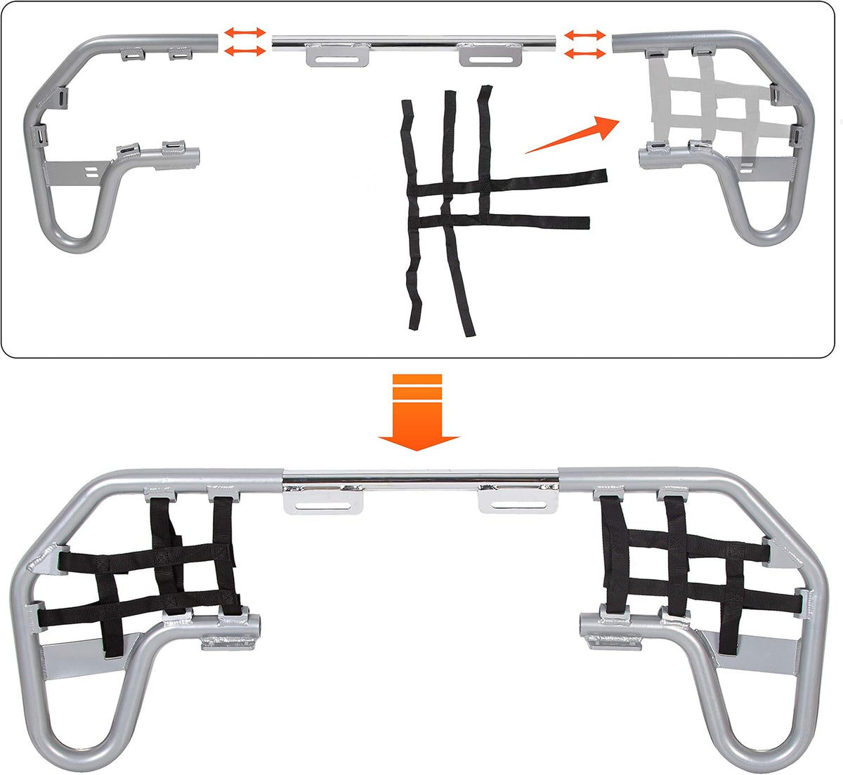 Aluminum Nerf Bars Silver with Black Nets Pack of 2 S927