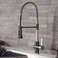 Brushed Gold & Matte Black Commercial Kitchen Faucet with Dual Function Sprayhead O220100
