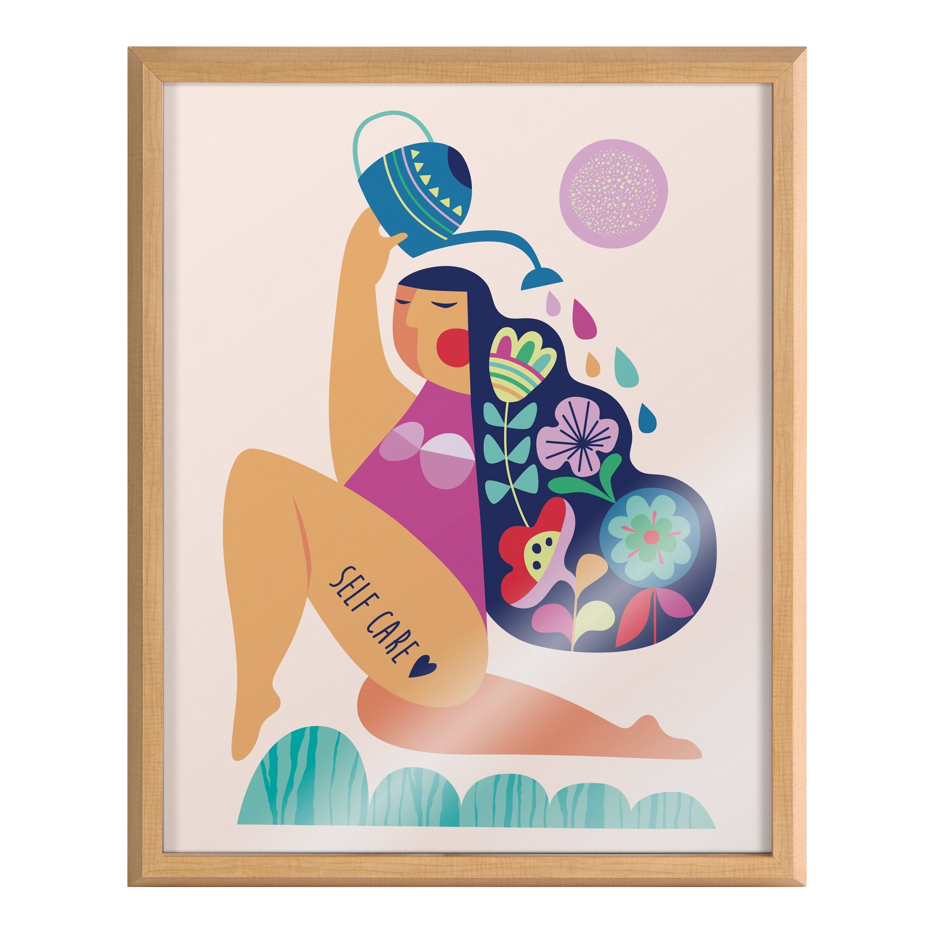 Natural Plastic Framed Printed Glass X5186