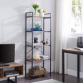 5-Tier Industrial Retro Brown Wood and Metal Bookcase U725