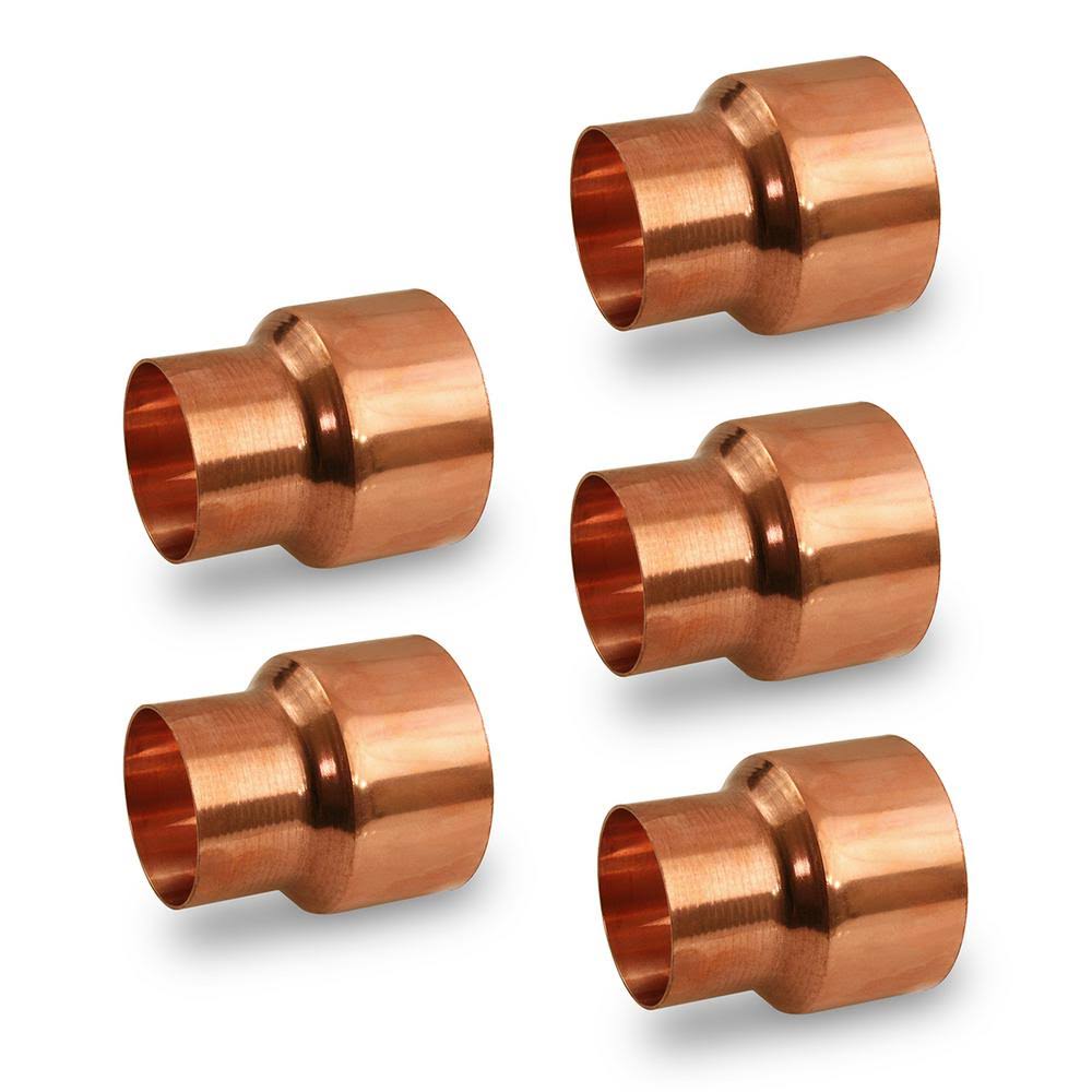 Copper Reducing Coupling Fitting with Rolled Tube Stop (Pack of 5) N530443