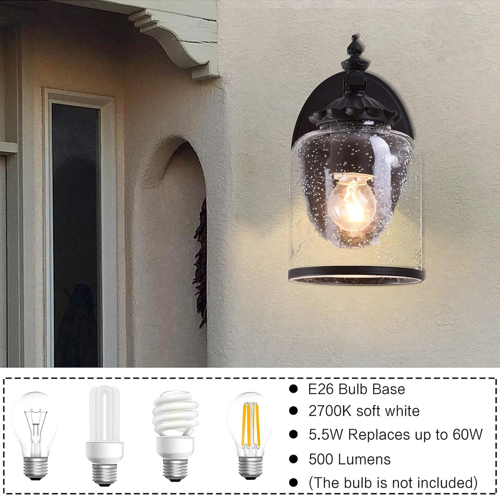 Farmhouse Exterior Lantern with Glass, Die Casting Aluminum 1-Light Wall Light C6451