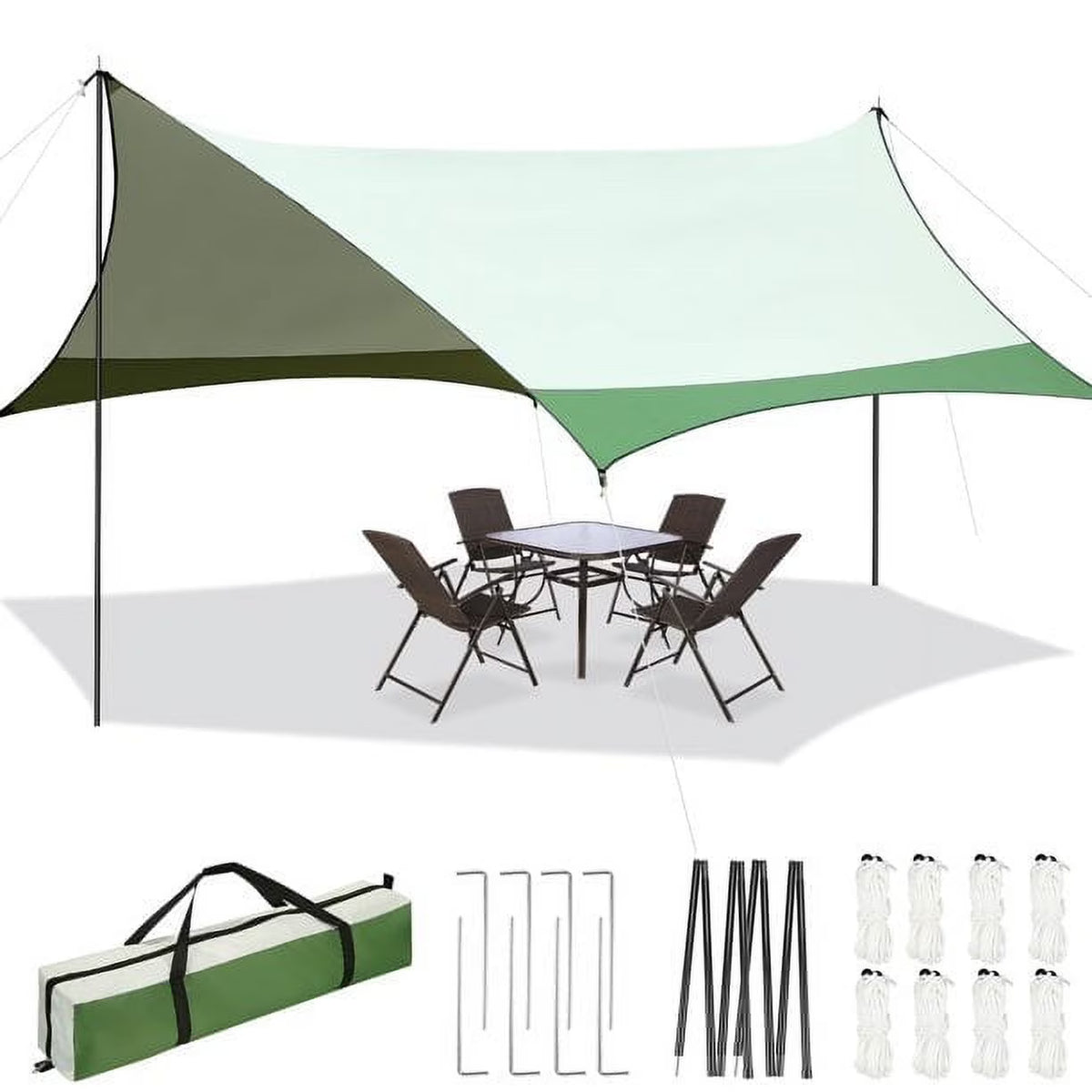 12 x 14ft Waterproof Camping Tent Tarp with 2 Poles X613