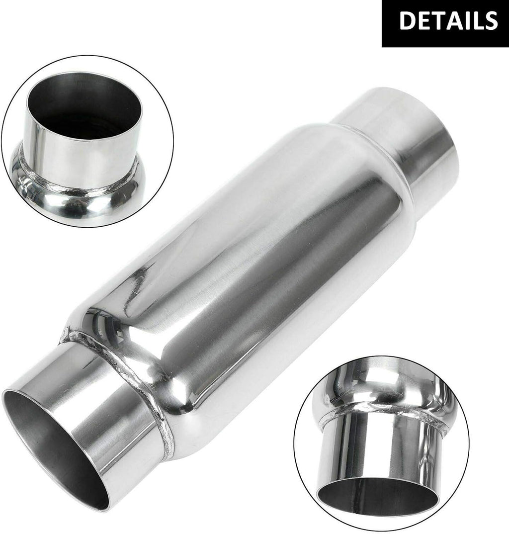 3" Inlet 3" Outlet Stainless Steel Exhaust Muffler Resonator, 12" Overall Length, Pack of 2 T362