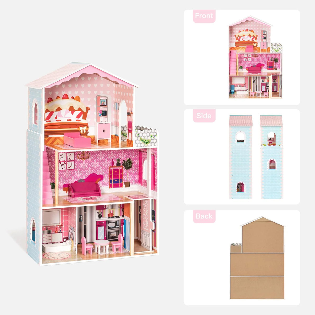 Dollhouse Kit with Accessories and Furniture, 31.1'' x 11.4'' x 42.5'' Q310730