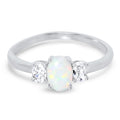 3 Stone Created Opal Ring Size 7 H334