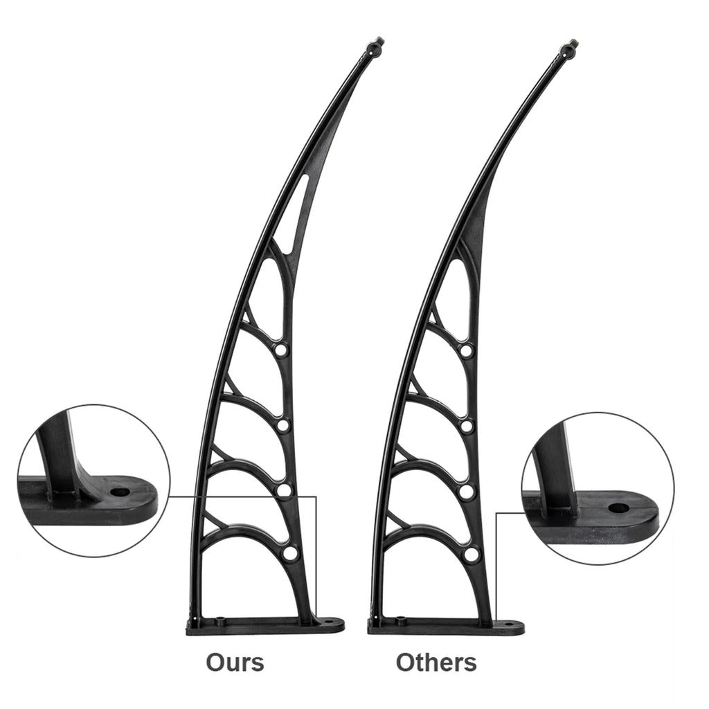200 x 100 Clear Polycarbonate Rain Cover Eaves with Black ABS Bracket L98962