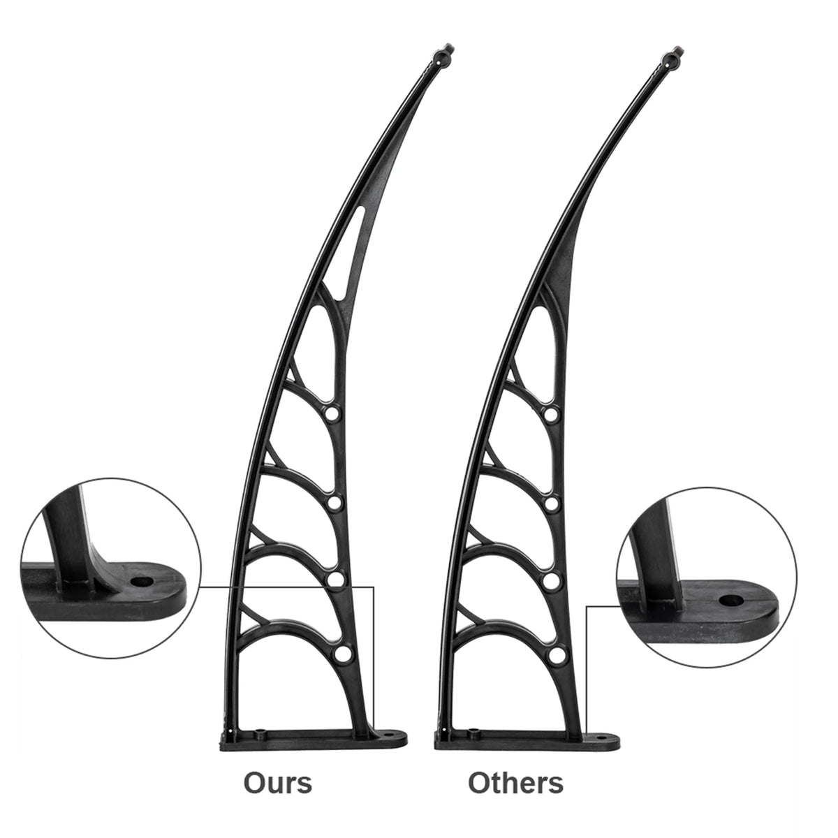 200 x 100 Clear Polycarbonate Rain Cover Eaves with Black ABS Bracket L98962