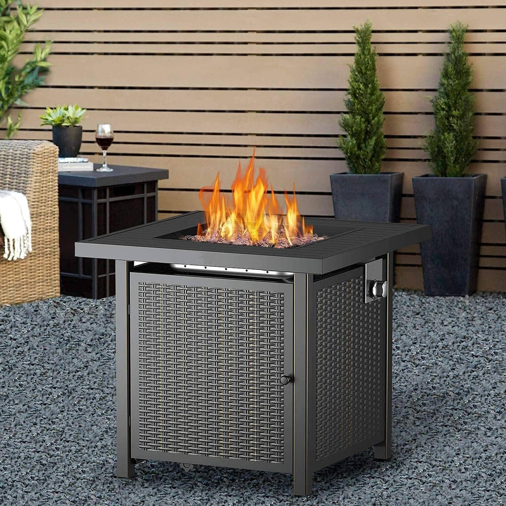 28 Inch 50,000 BTU Propane Gas Fire Pit Table with Lid F796729
