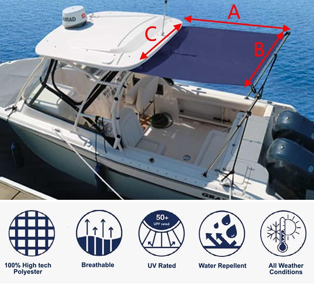 Boat Shade Kit with Stainless Steel Telescopic Rod, Dark Blue, 4ft x 5ft T851546