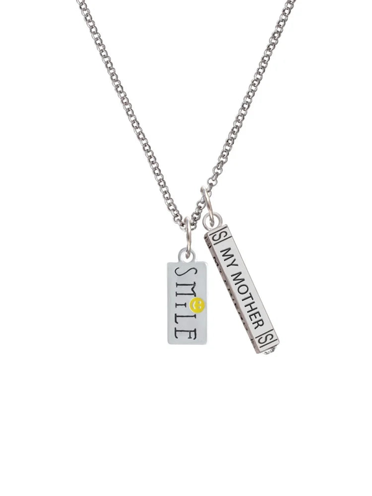 Silvertone Smile Rectangle Bar Charm Necklace, 23" H583770