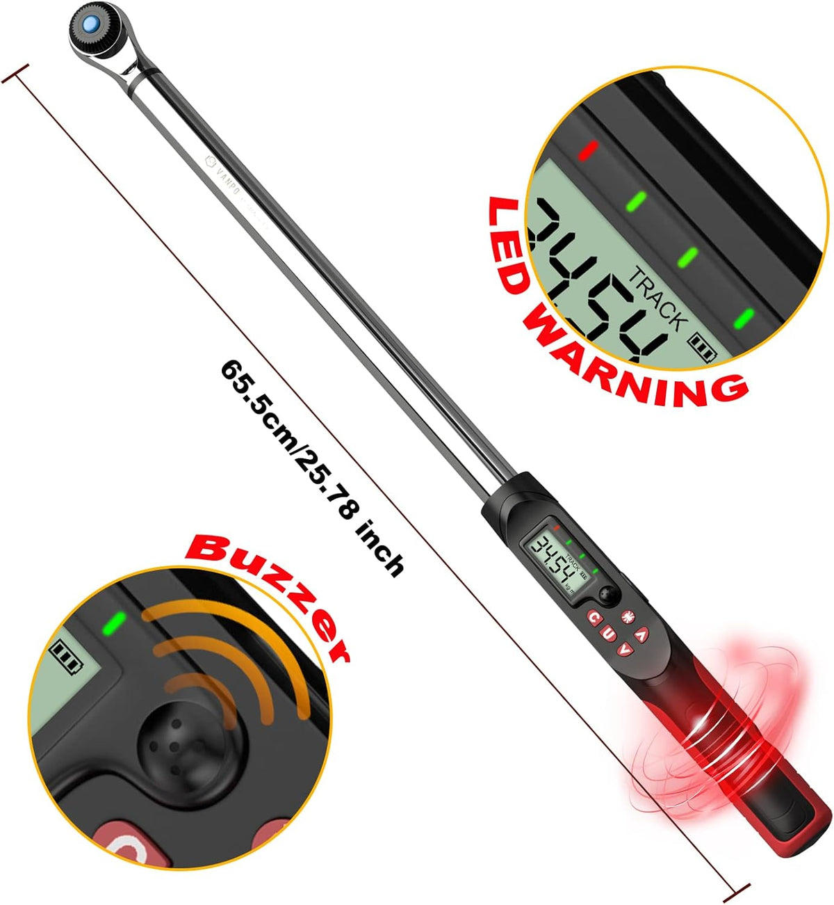 1/2-Inch Drive Digital Torque Wrench Set with Buzzer & LED Indicator F6969