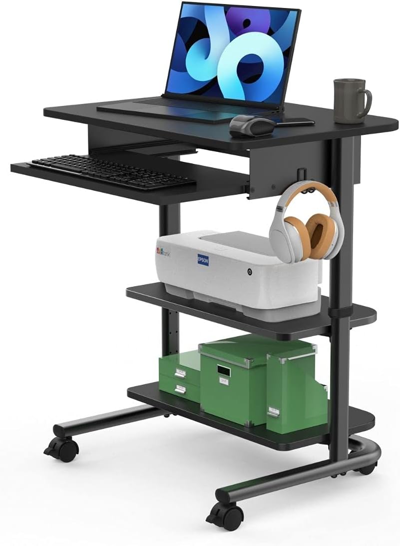 Adjustable Height Mobile Workstation with Retractable Keyboard Tray L227277