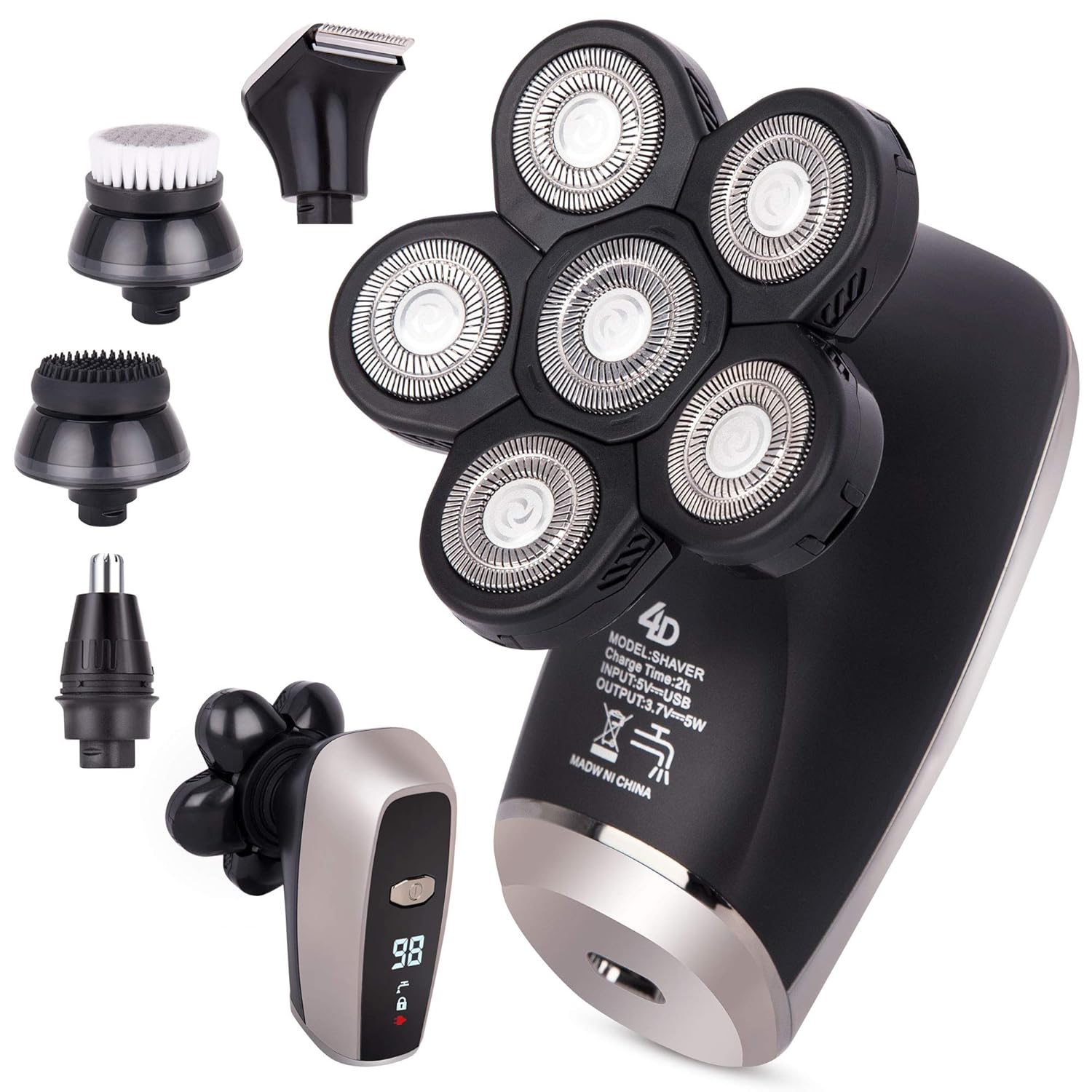 5-in-1 Electric Head Shaver for Men, Cordless and Rechargeable, Pack of 2 B90307