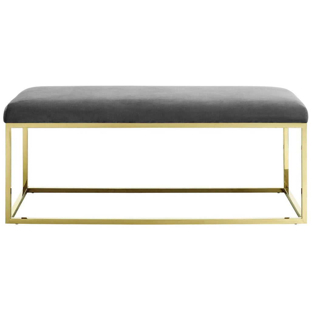 Gold Gray Fabric Bench M87423