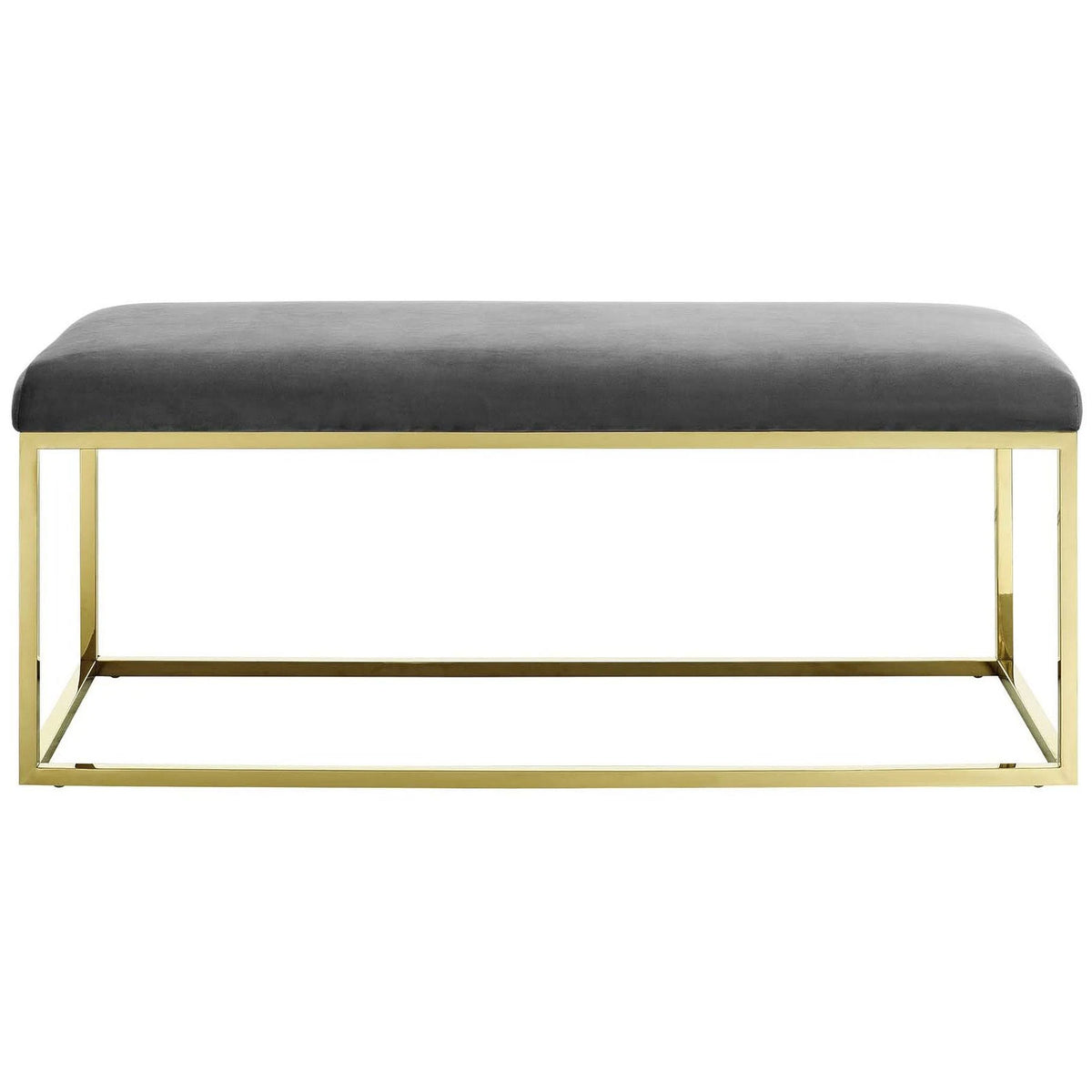 Gold Gray Fabric Bench M87423
