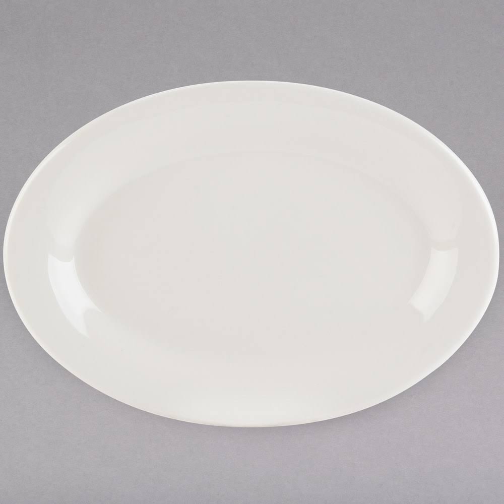 American White Eggshell Wide Rim Rolled Edge Oval China Platter M70449