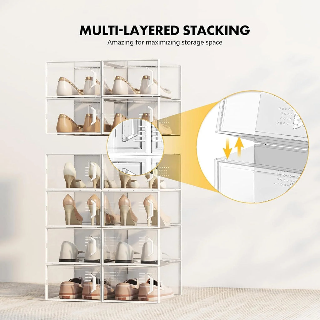 X-Large Shoe Storage Box 12 Pack Stackable Breathable N84384