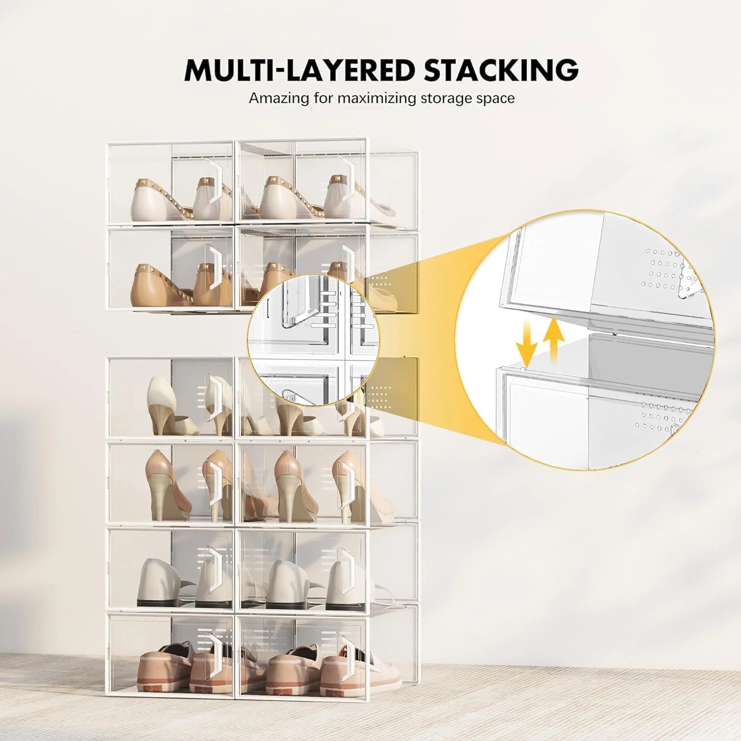 X-Large Shoe Storage Box 12 Pack Stackable Breathable N84384