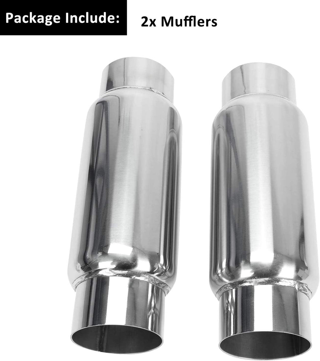 3" Inlet 3" Outlet Stainless Steel Exhaust Muffler Resonator, 12" Overall Length, Pack of 2 T362