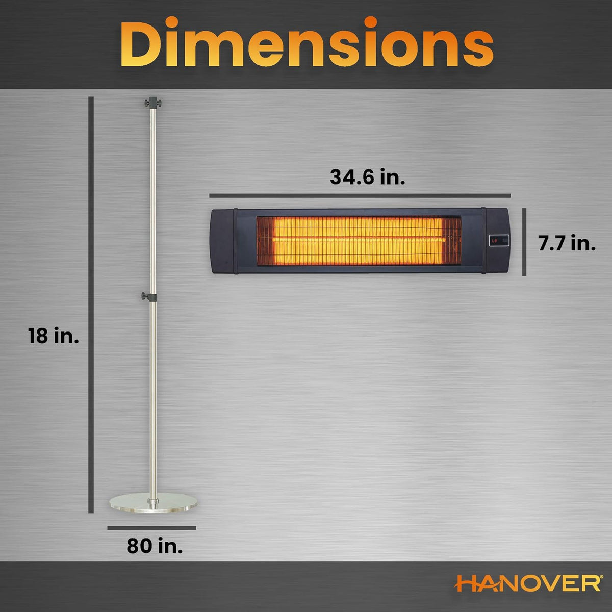 Black 34.6-in. Wide Electric Carbon Infrared Heat Lamp Y84892