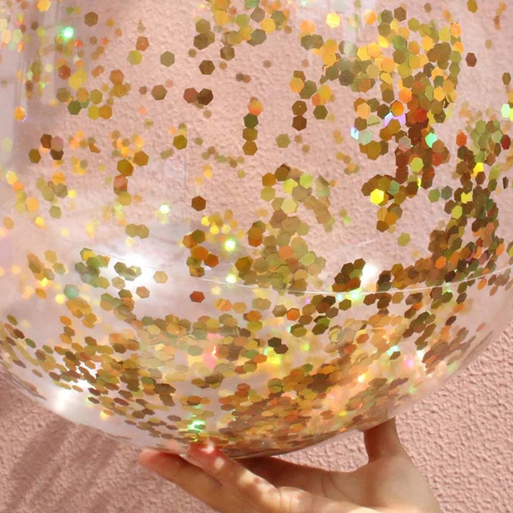 PVC Inflatable Glitter Confetti Feather Beach Ball Pool Toys Y184