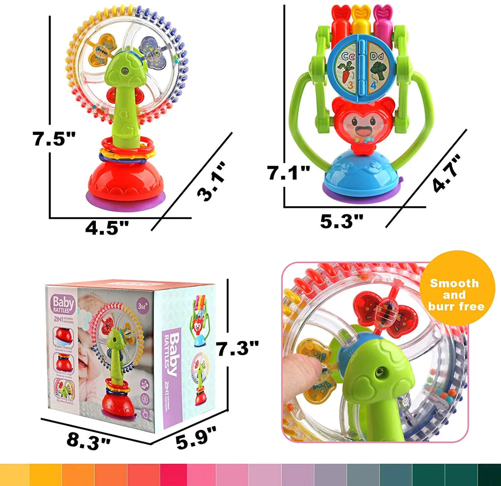 Baby Rattle Toys with Suction Cup Grab Shaker and Spin F97935
