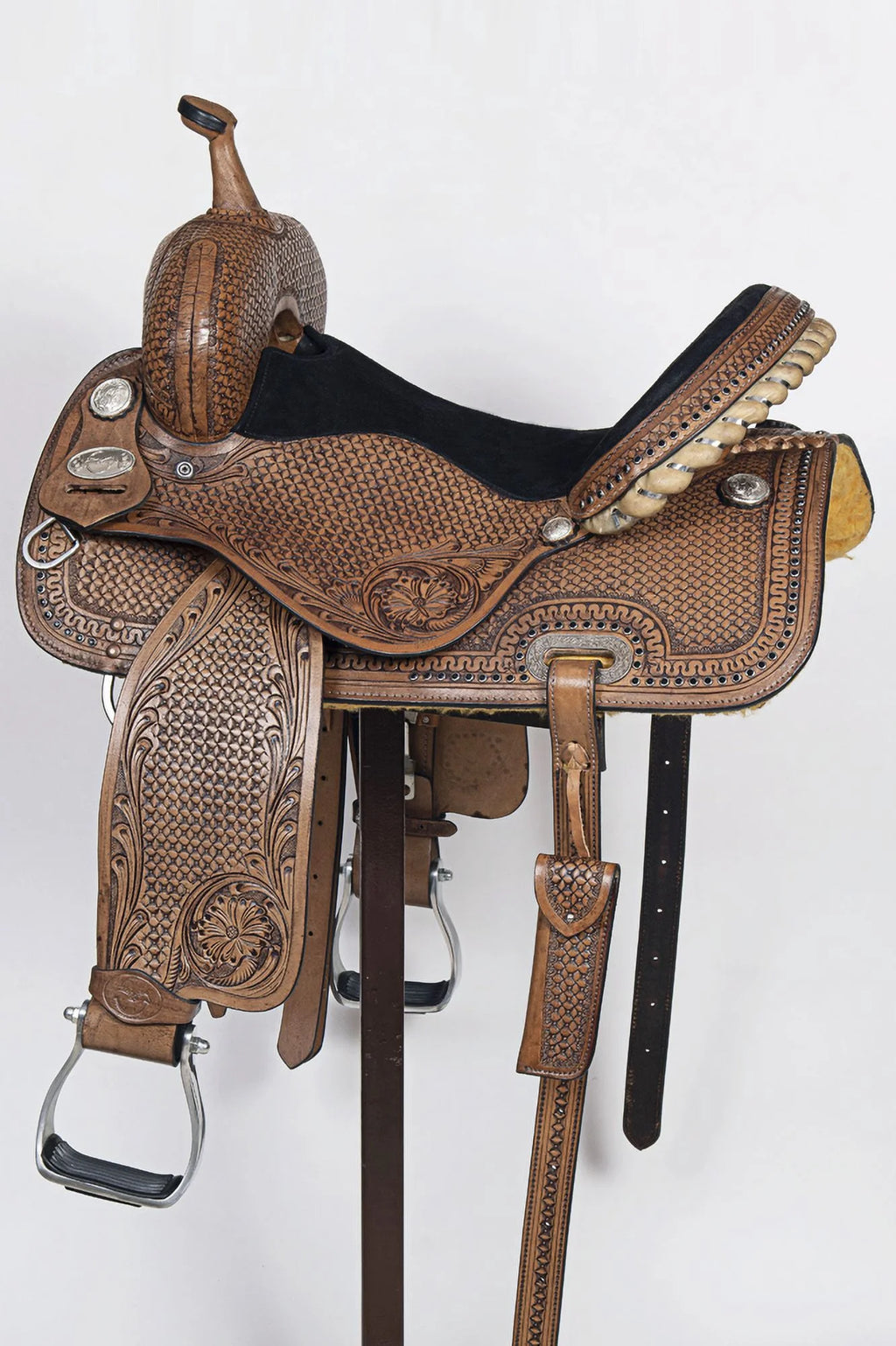 Dark Brown Leather Barrel Racing Saddle H502260