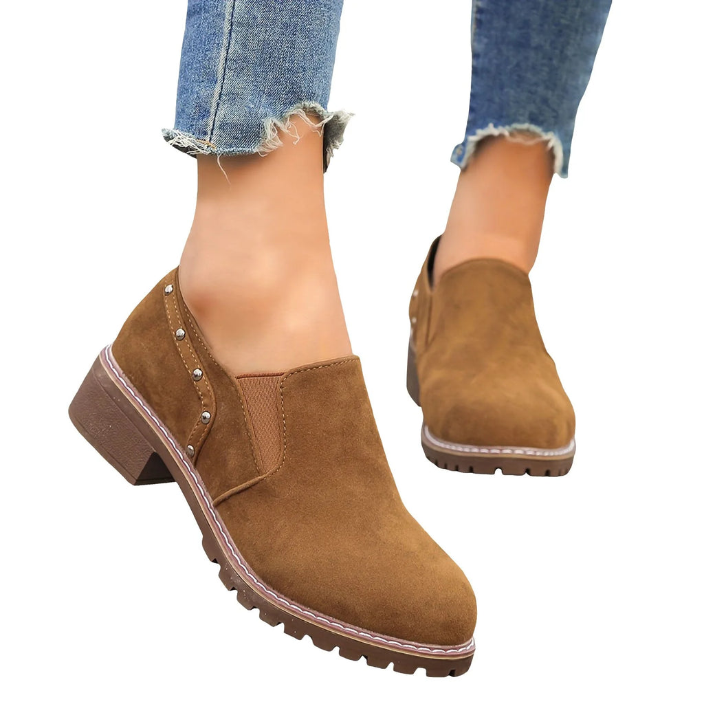 Brown Thick Heel Short Boots W66534
