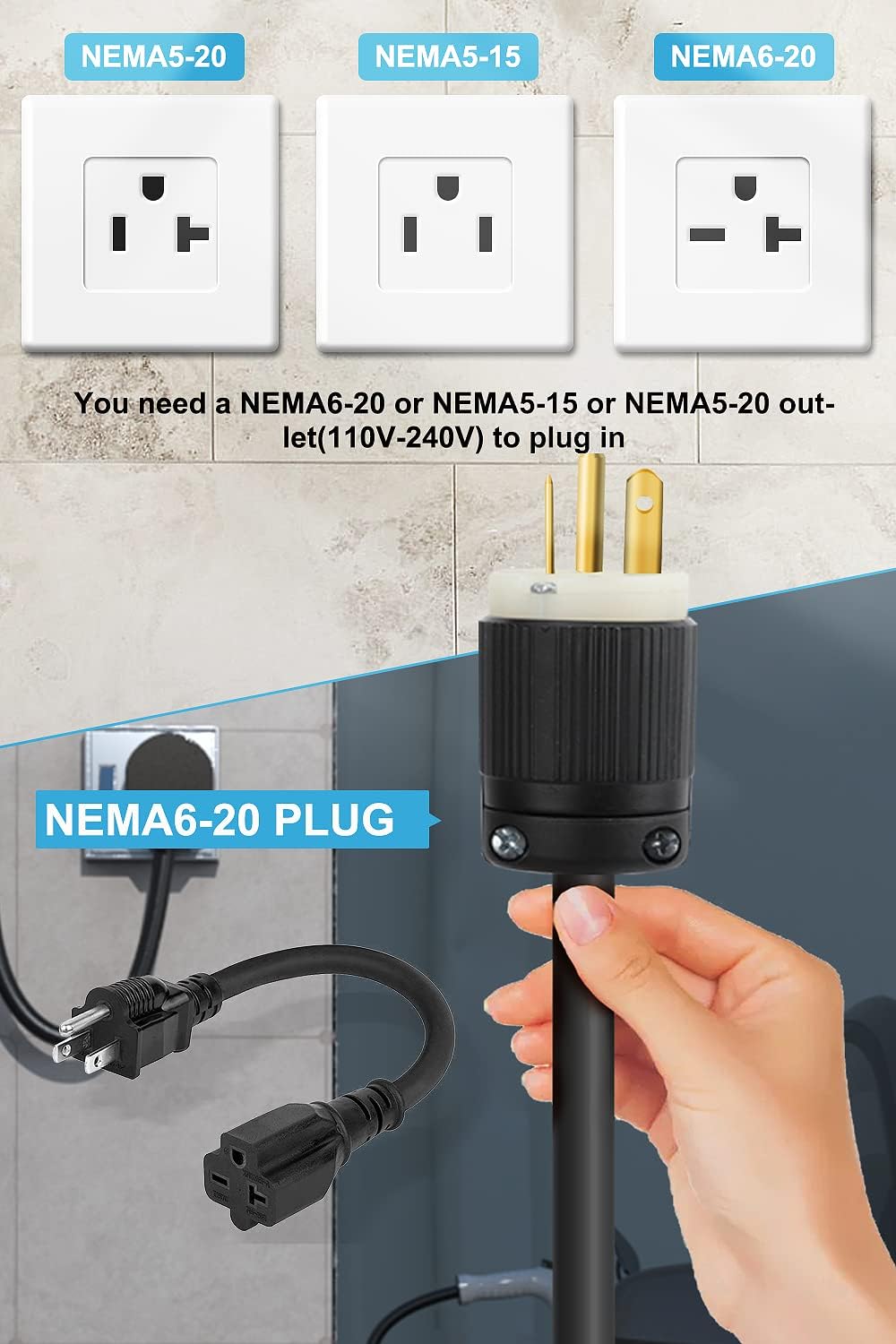 Portable EV Charger with Adapter W264