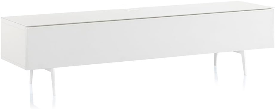 White Wood and Glass TV Stand with Metal Legs P62147