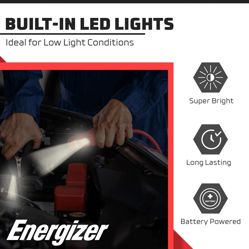 25-Feet 2-Gauge Heavy Duty Jumper Cables with LED Lights, Pack of 2 D33671