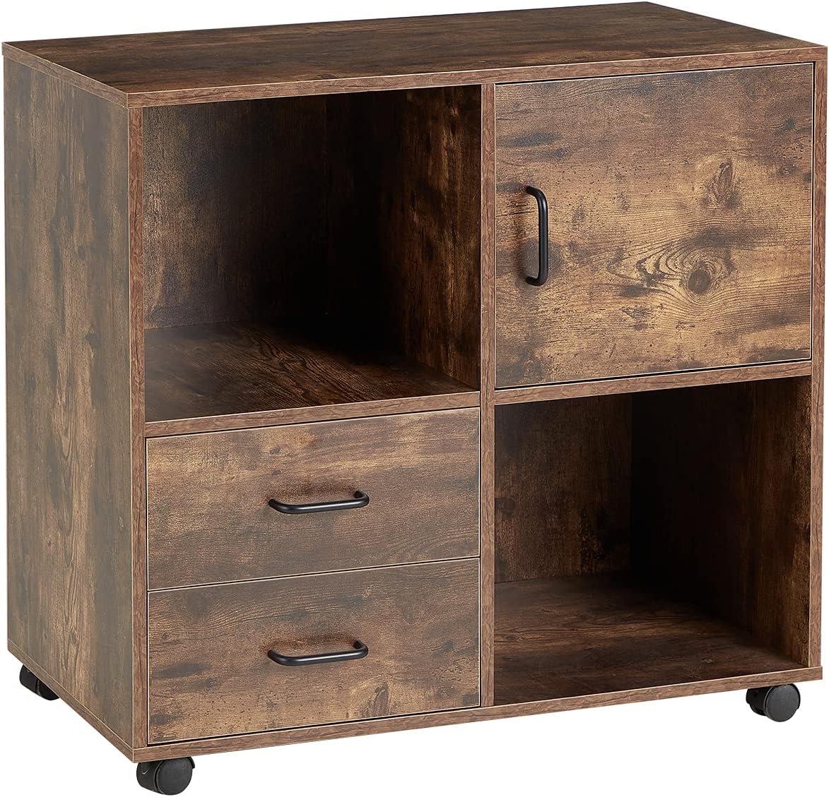 2 Drawers Mobile Wooden Lateral Filing Cabinet with Lockable Casters Y802