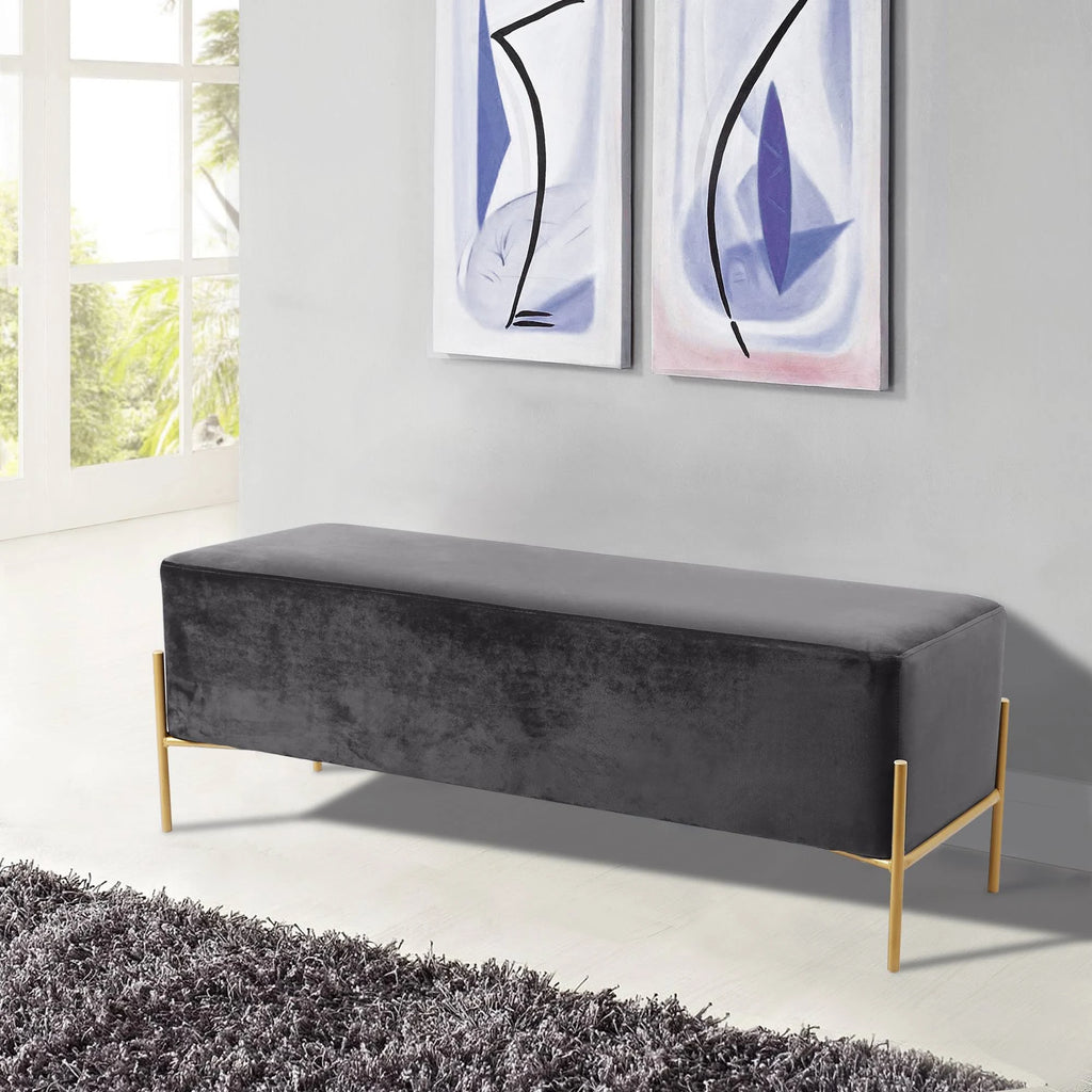 Grey Velvet Bench W3228