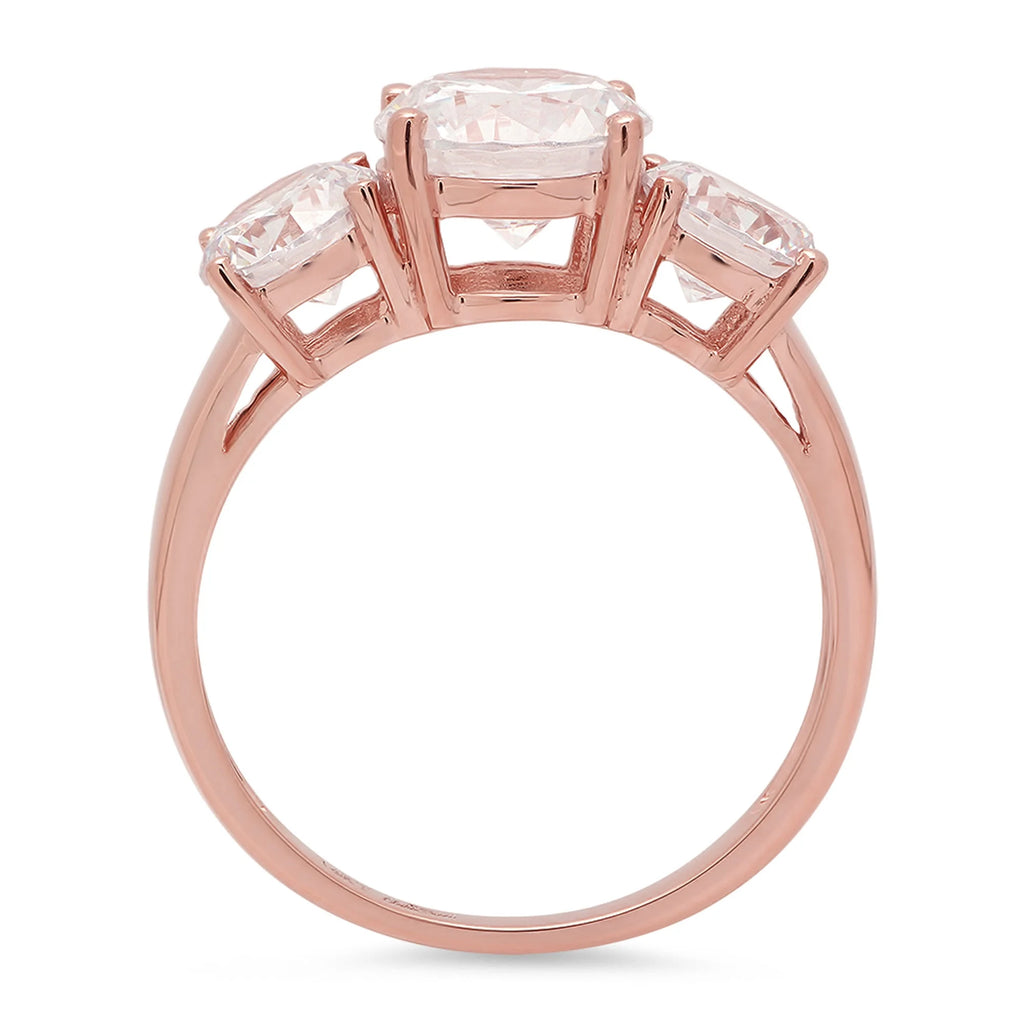 18K Rose Gold Three-Stone Diamond Engagement Ring D8544