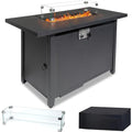 43 Inch Propane Fire Pit Table with Lid and Metal Tabletop, 50,000 BTU Gas Fire Pit Table with 6.6 Pounds Lava Stones C215