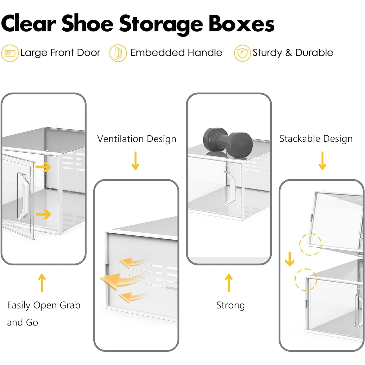 X-Large Shoe Storage Box 12 Pack Stackable Breathable N84384